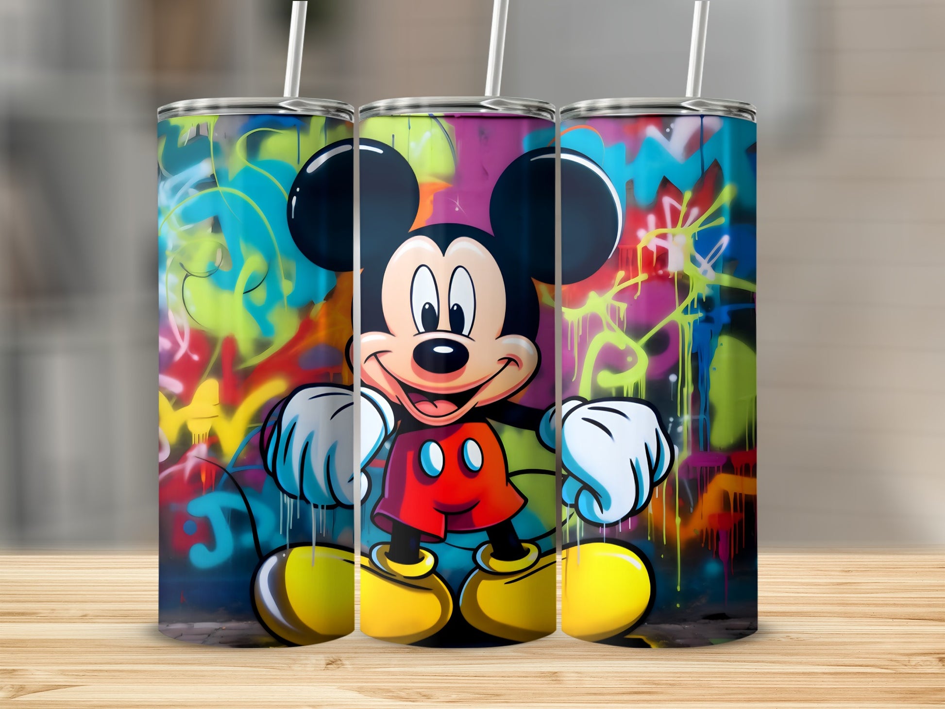 Colorful Mickey Mouse Art on Tumbler