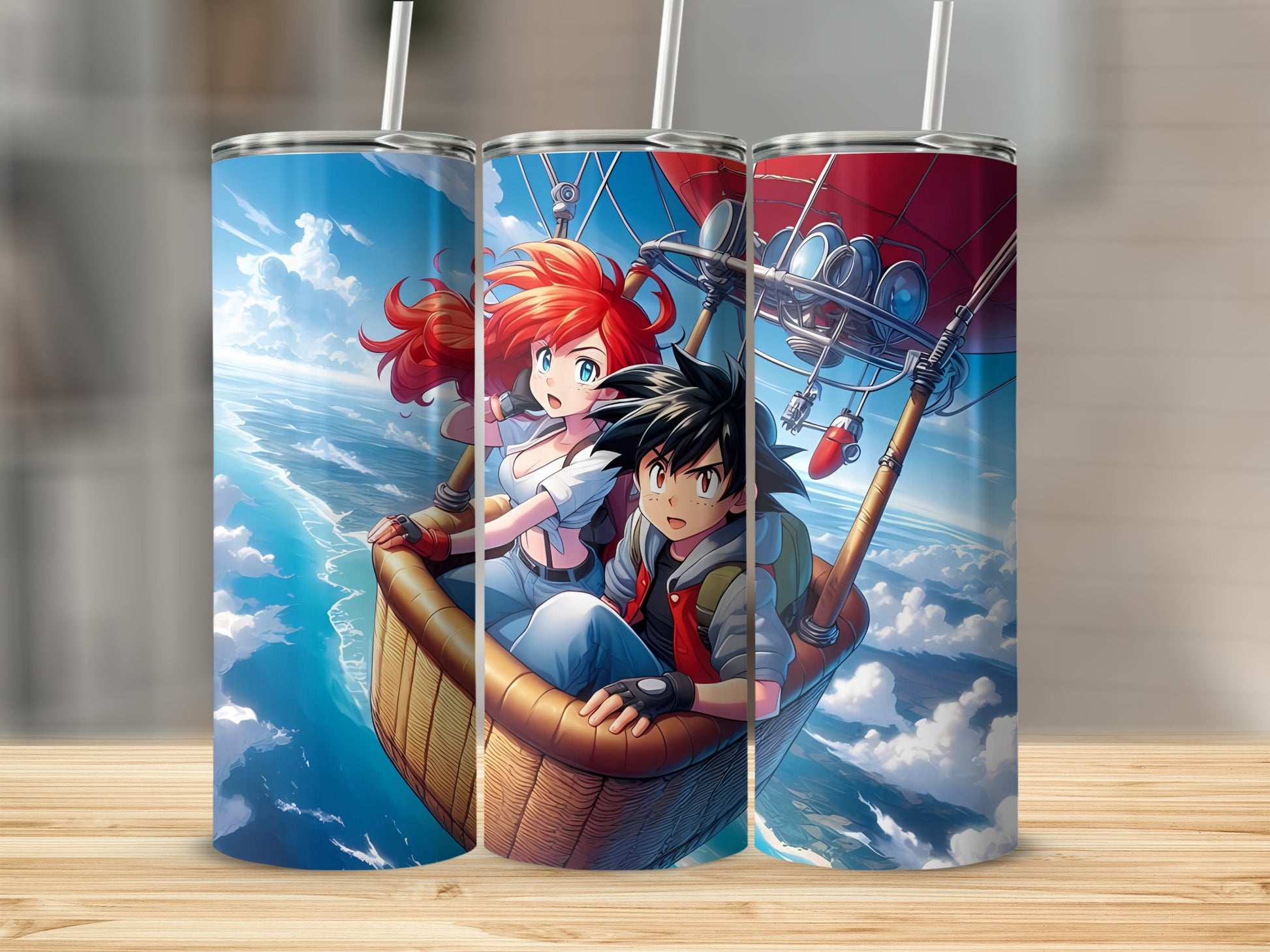 Anime Hot Air Balloon Adventure Tumbler Set
