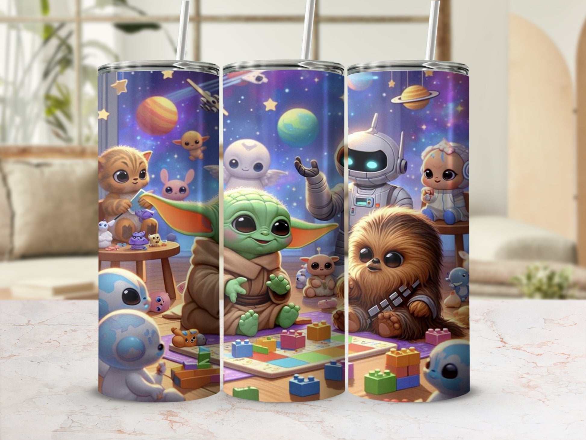 Cute Cartoon Space Characters Themed Tumbler