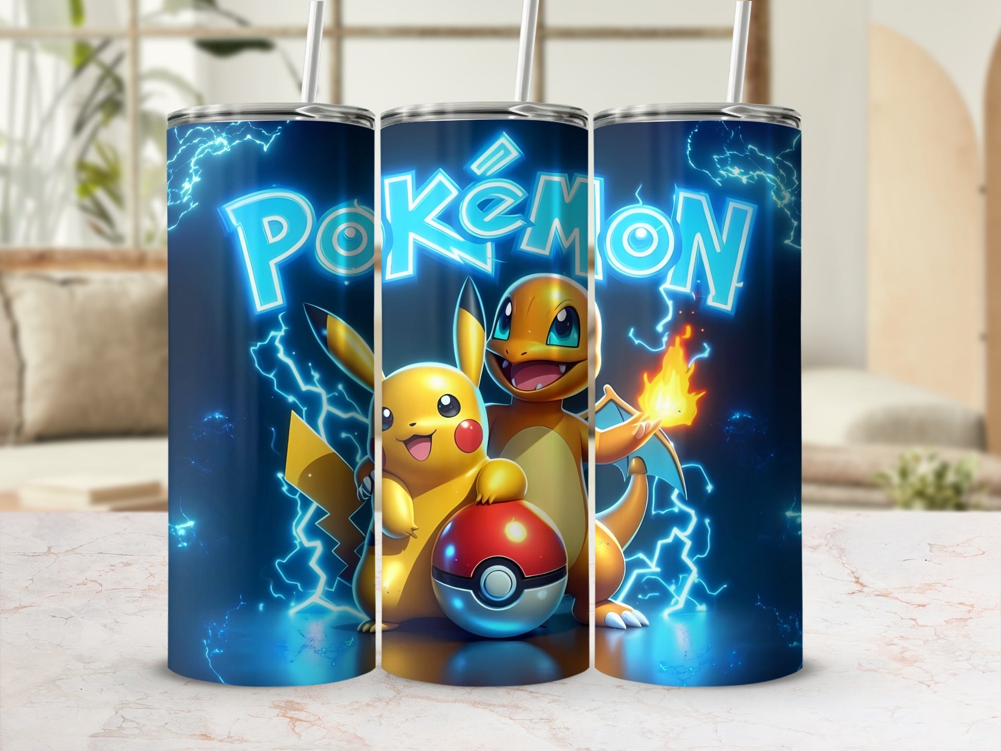 Pokémon Pikachu and Charmander Stainless Steel Tumbler