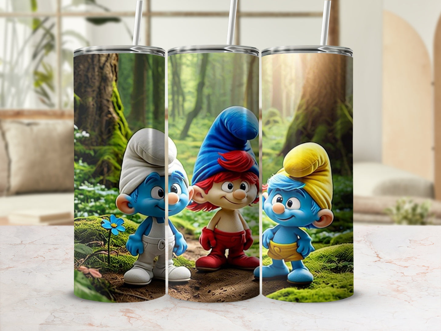 Cute Blue Cartoon Characters Design Personalized Tumbler