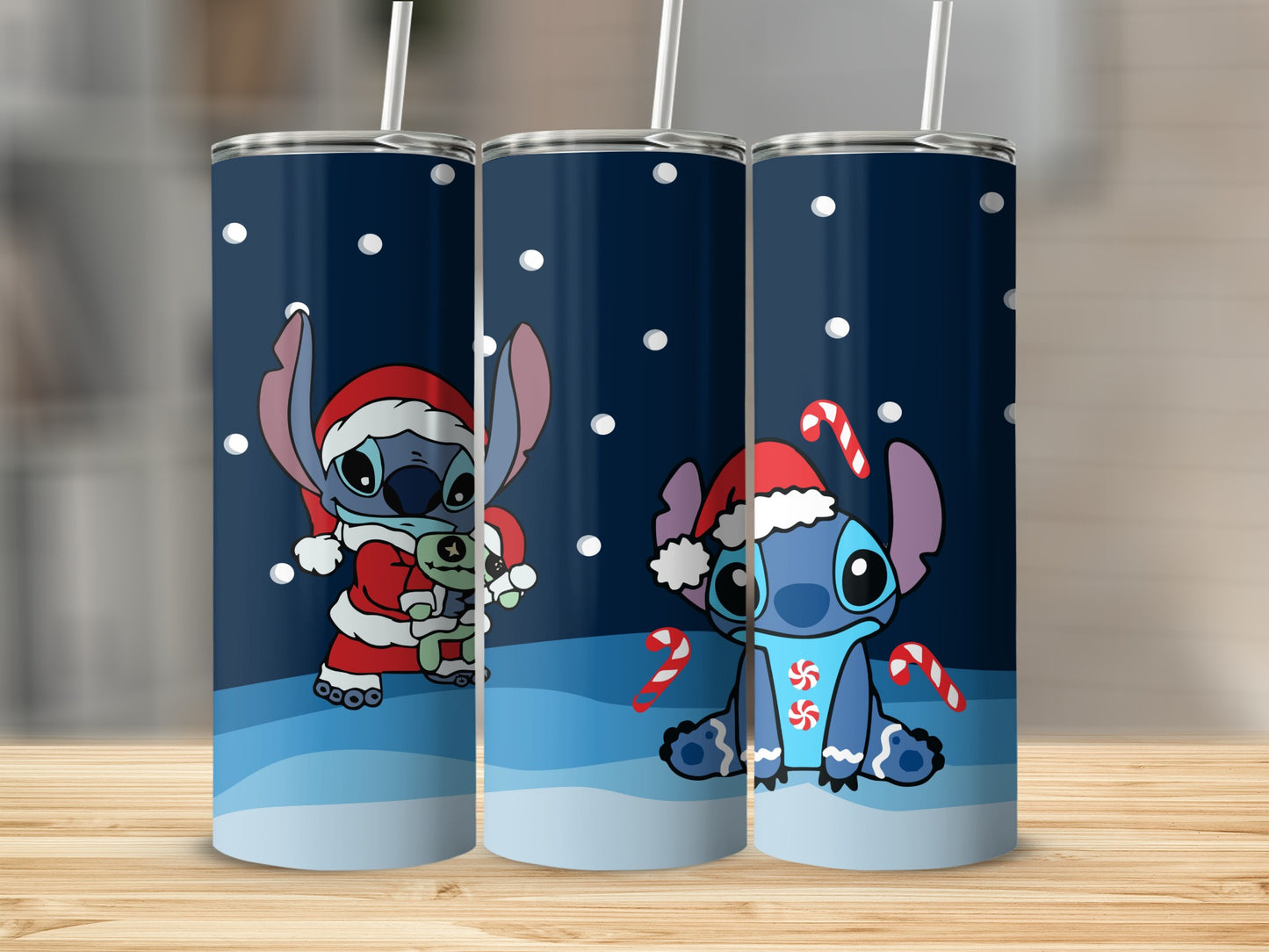 Cute Christmas Themed Tumbler with Cartoon Character