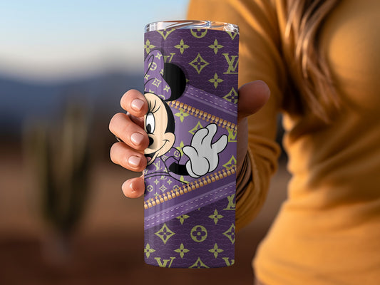 Stylish Purple Minnie Mouse Patterned Tumbler Cup