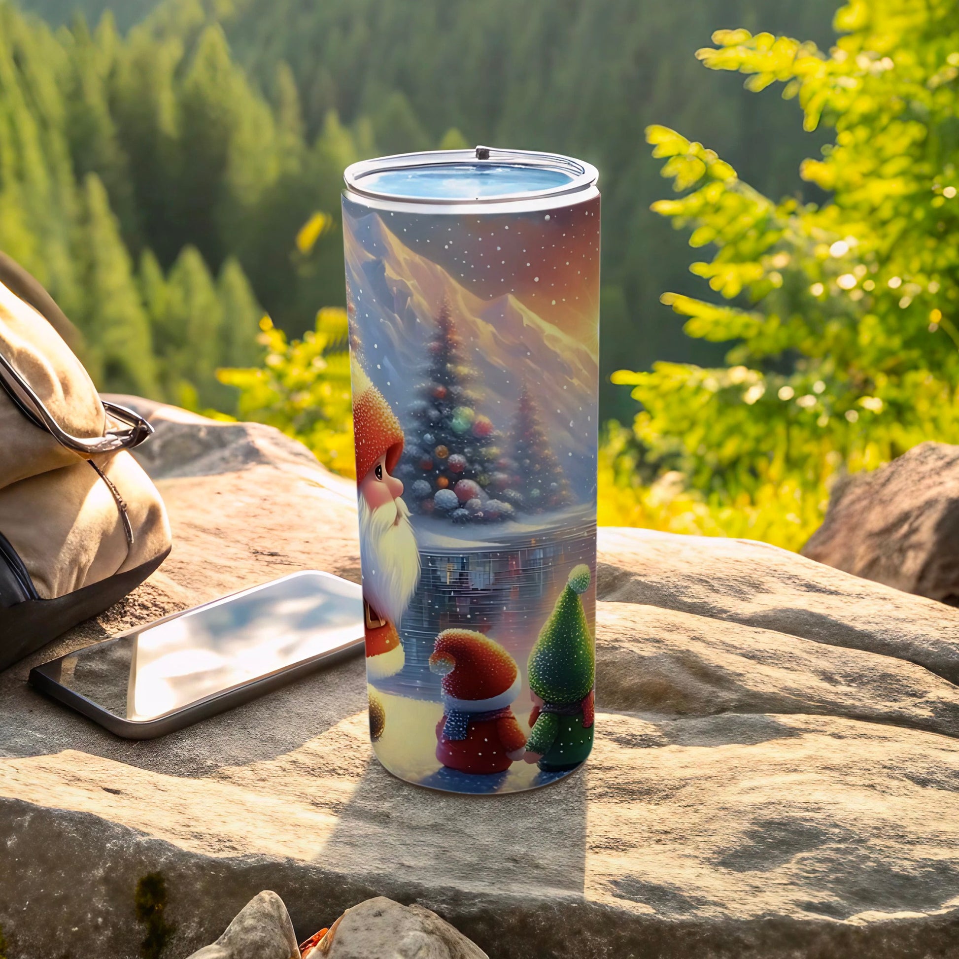 Santa and Christmas Gnomes Scenic Insulated Tumbler