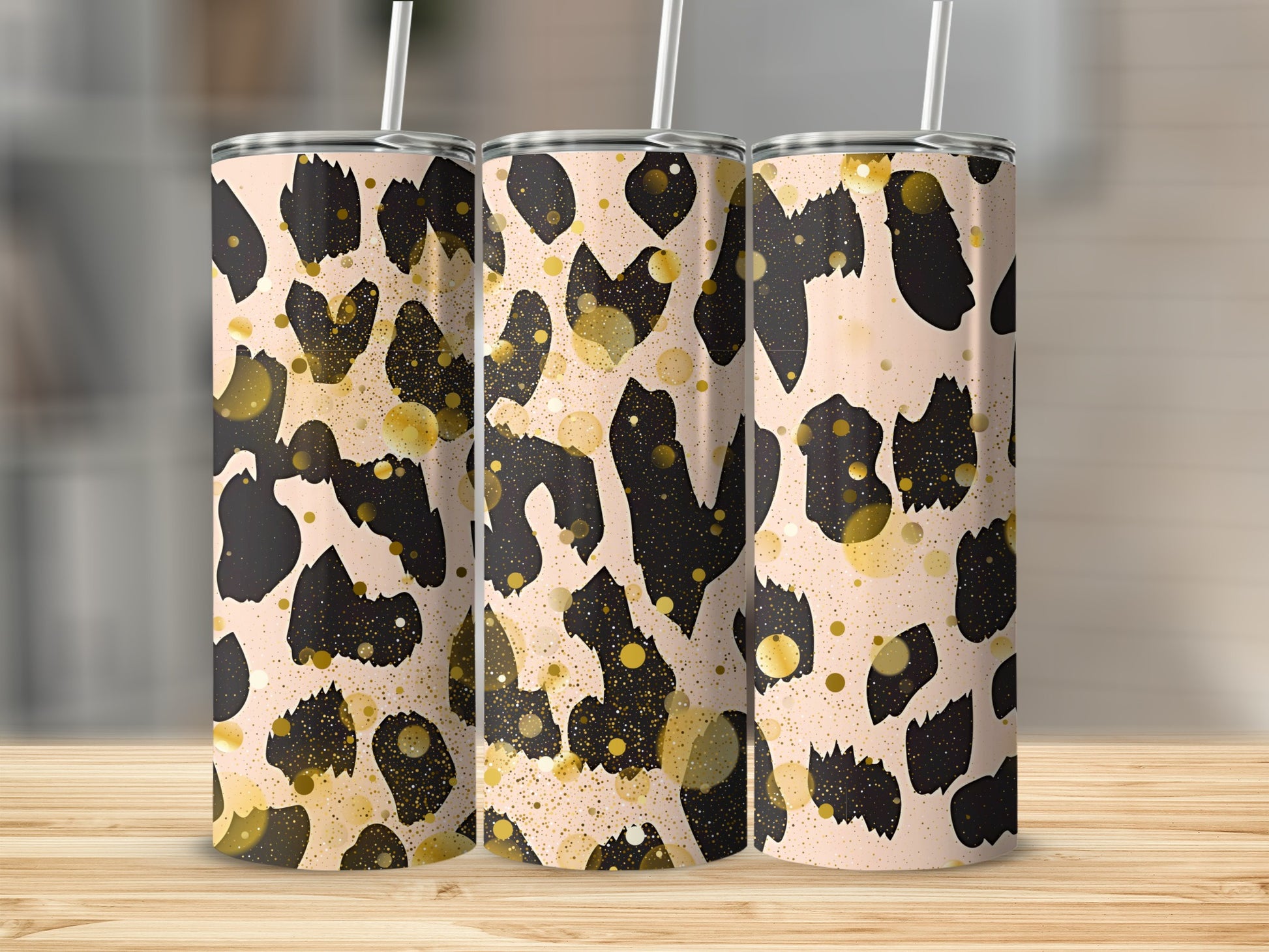 Trendy Leopard Print Tumbler with Straw product