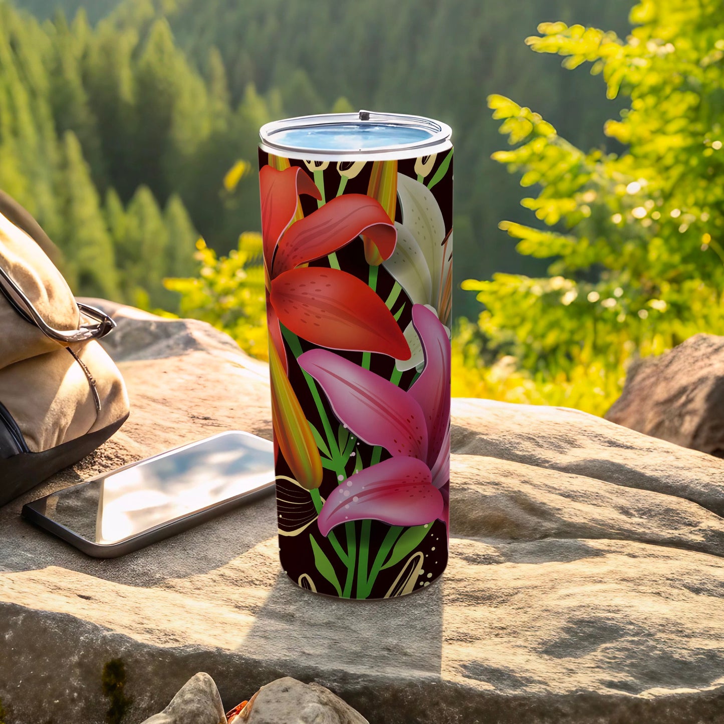 Vibrant Floral Design Tumbler for Outdoor Adventures