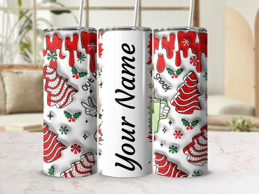 Personalized Christmas Tree Patterned Tumbler Cup