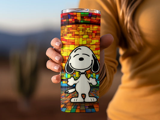 Vibrant Snoopy Character Art Travel Mug for Fun Beverages