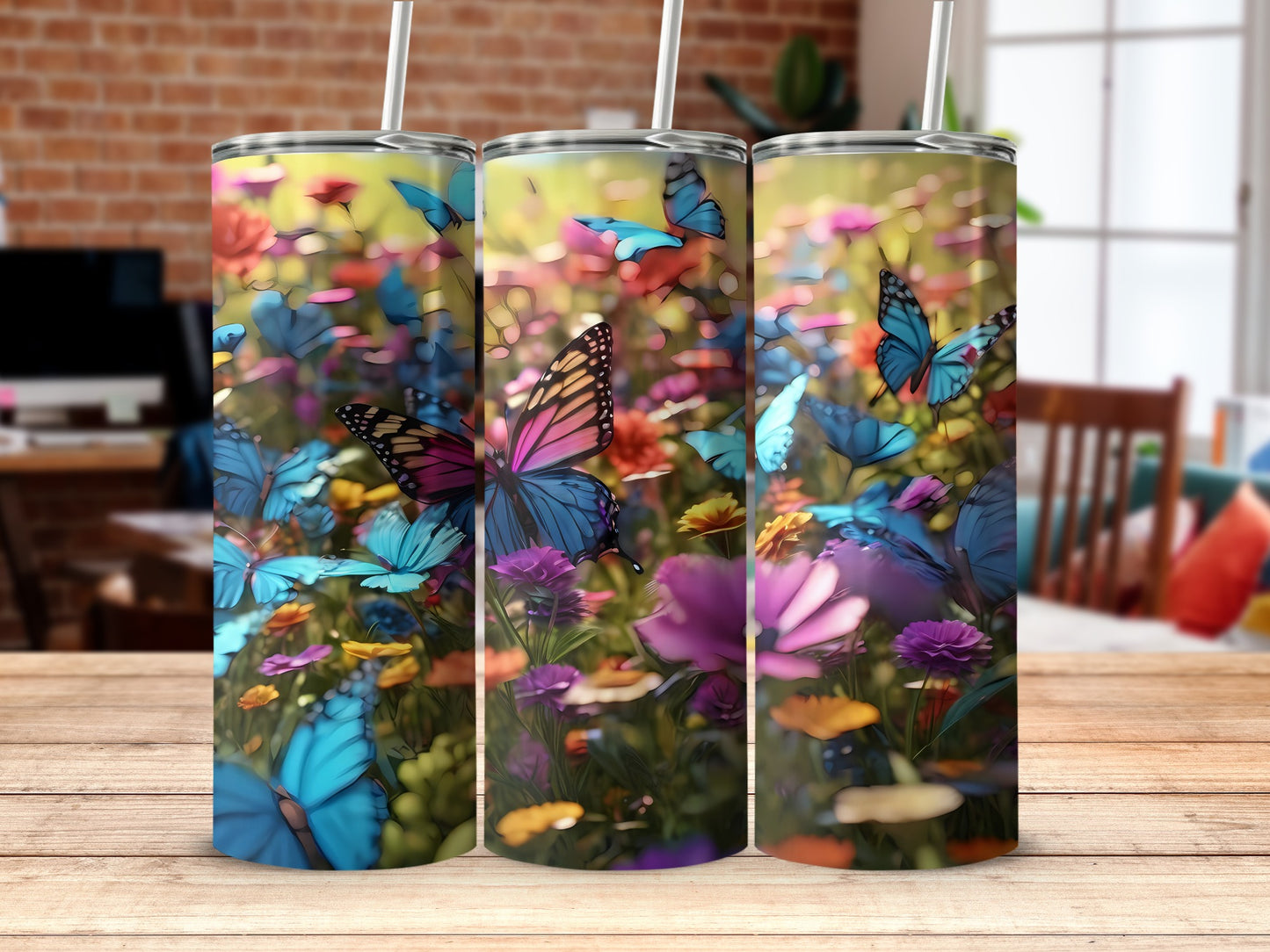 Vibrant Butterfly Garden Flowers Tumbler product type
