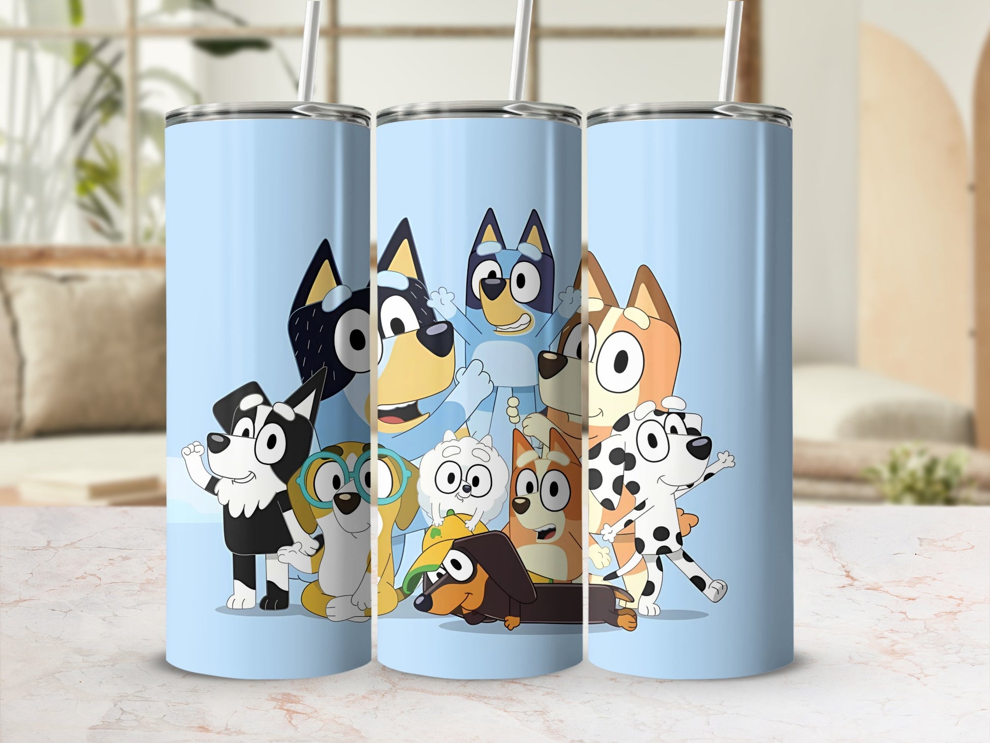 Cute Animated Dog Characters Tumbler Large Capacity