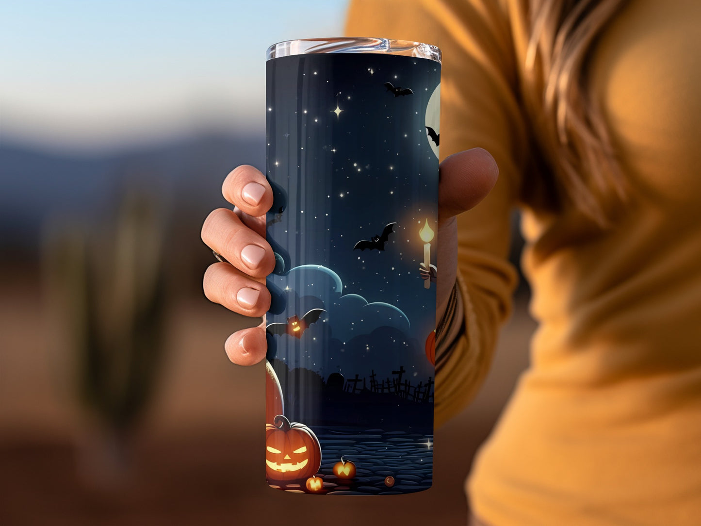 Halloween Night Sky Theme Insulated Tumbler Cup