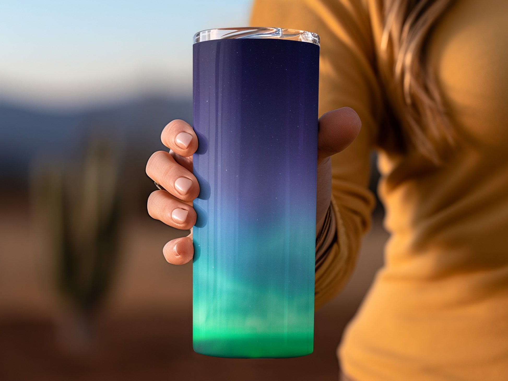 Gradient Blue to Green Insulated Travel Tumbler Cup