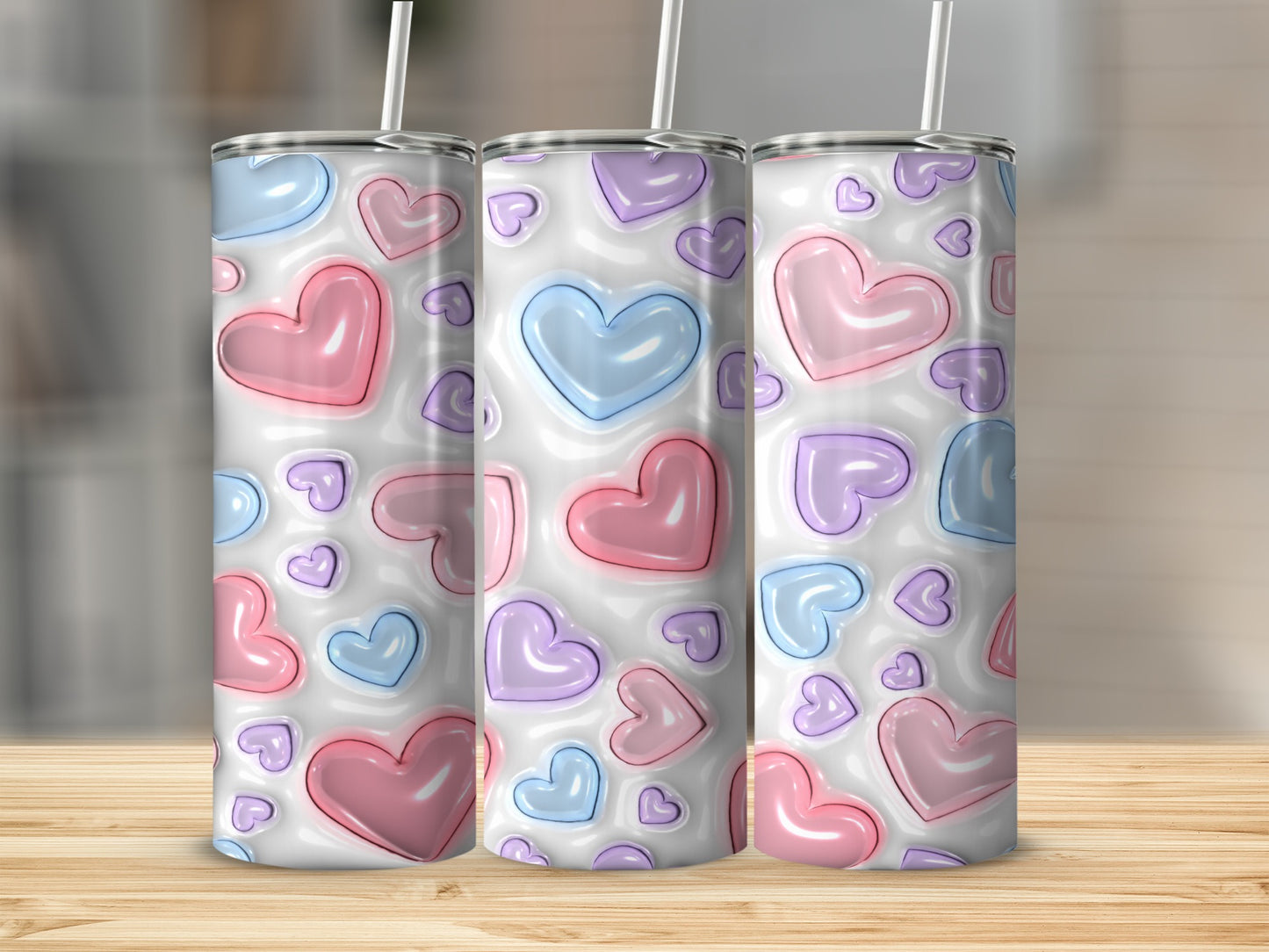 Colorful Heart Patterned Tumbler for a Fun Beverage Experience