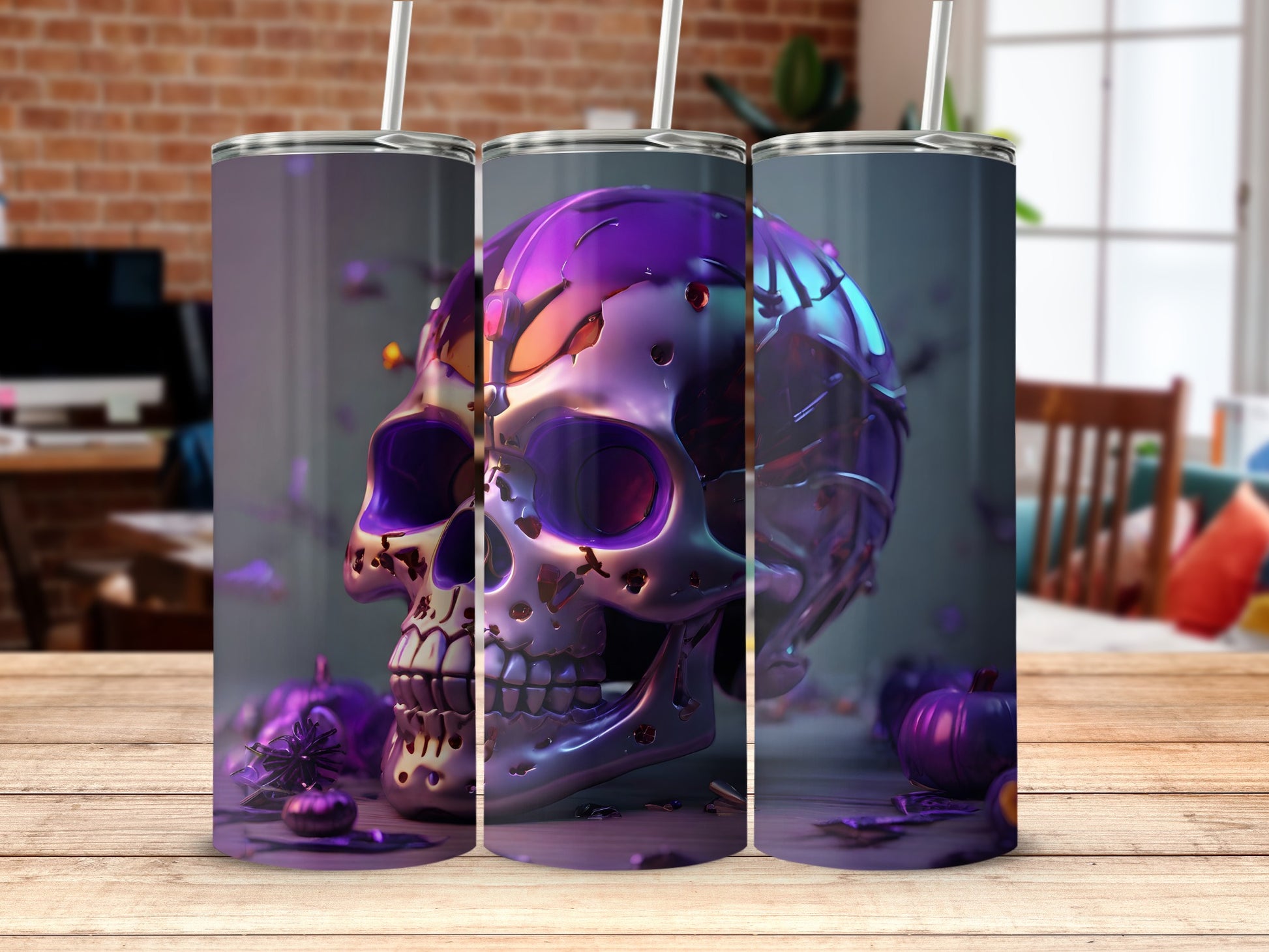 Iridescent Purple Skull Design Tumbler product type