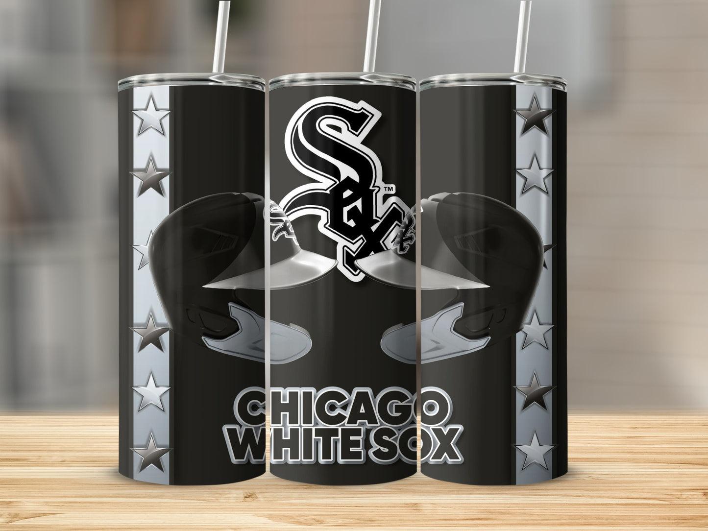 Chicago White Sox Baseball Helmets Logo Black Tumblers
