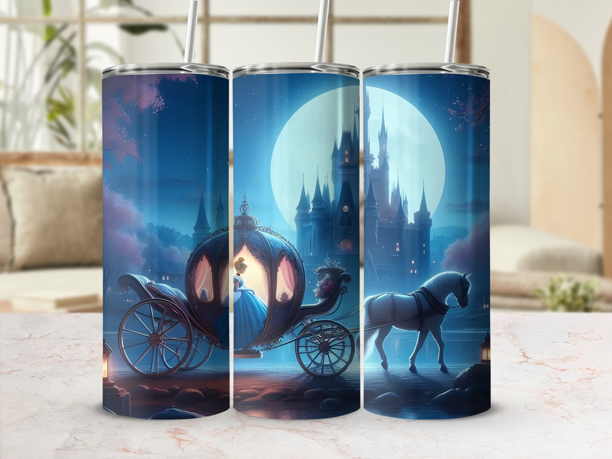 Enchanting Night Fairytale Scene Tumbler Cup Set