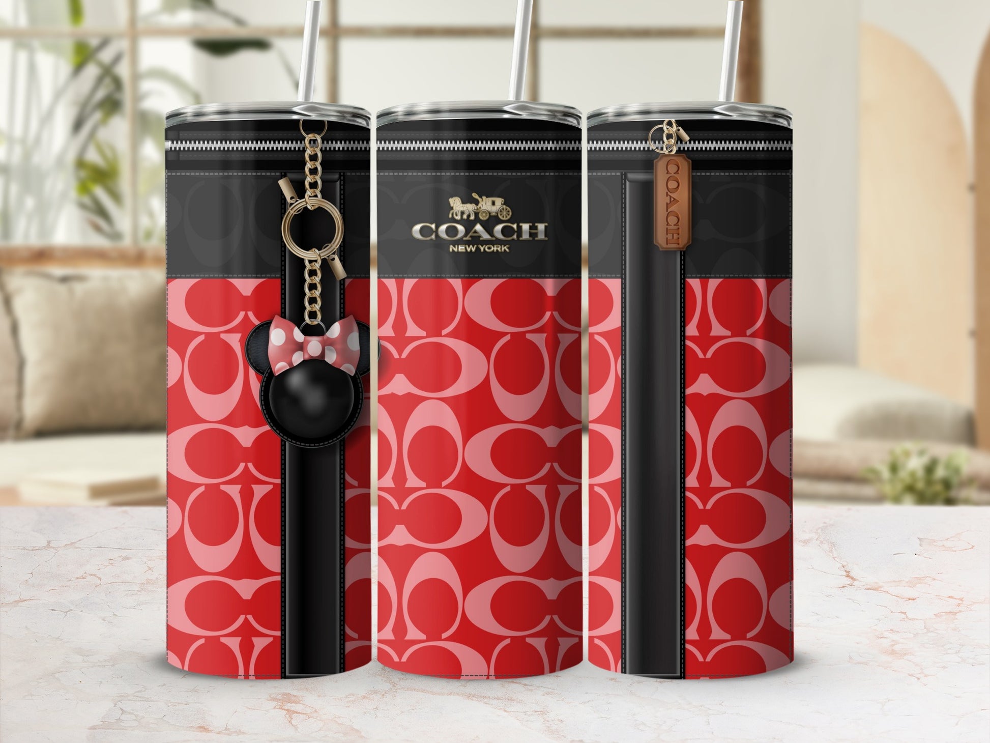 Coach New York Red and Black Insulated Tumbler Flask