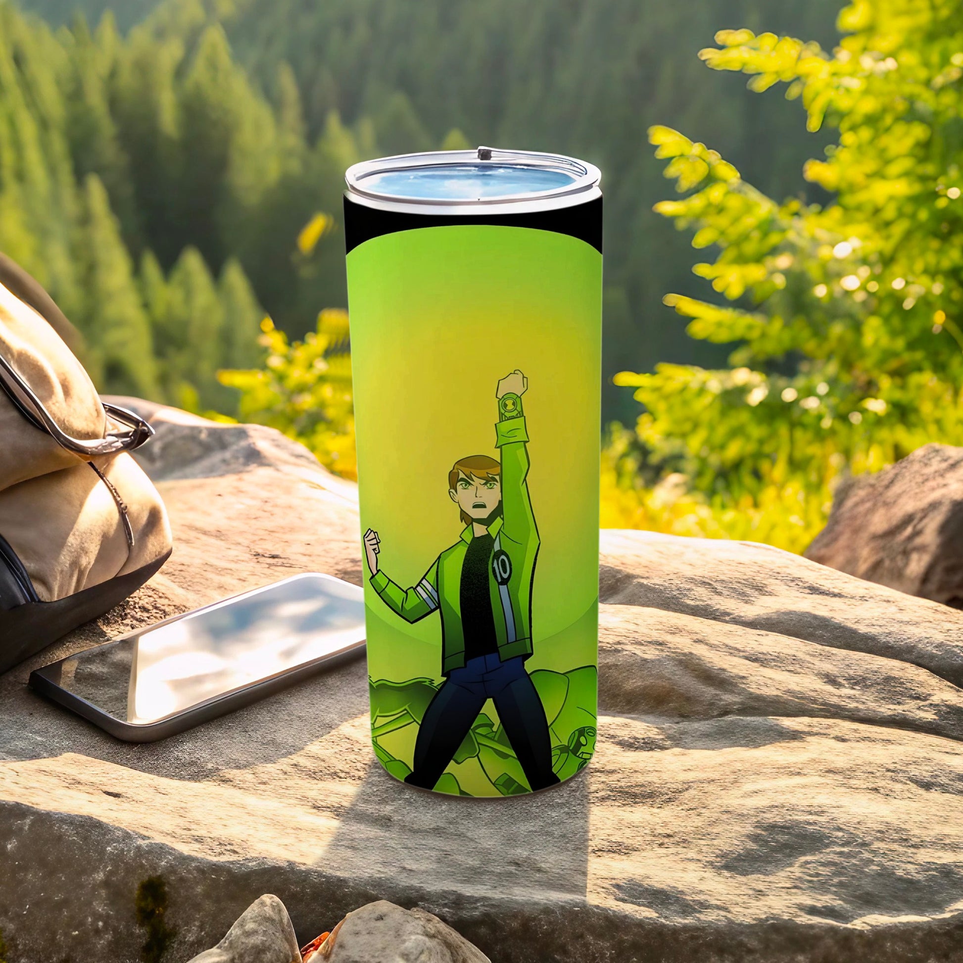 Ben 10 Character Green Tumbler With Lid Camping Flask
