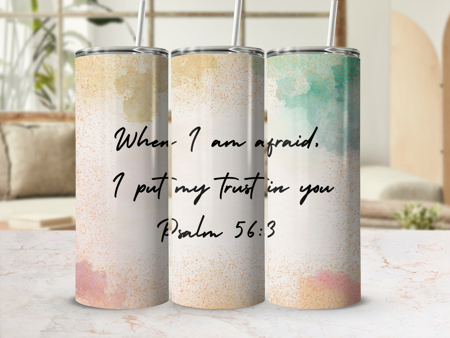 Inspirational Psalm 56:3 Quote Tumbler Drinkware Product