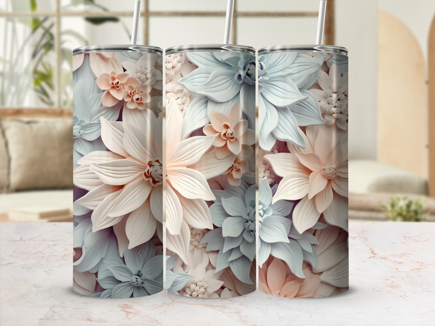 Floral Pastel Design Insulated Tumbler Cup Product