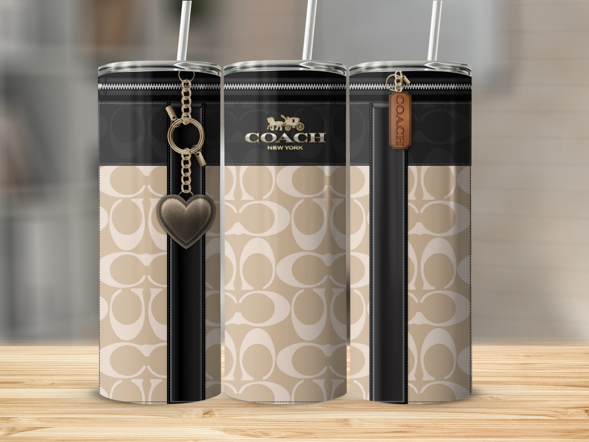 Elegant COACH New York Themed Tumbler Cups