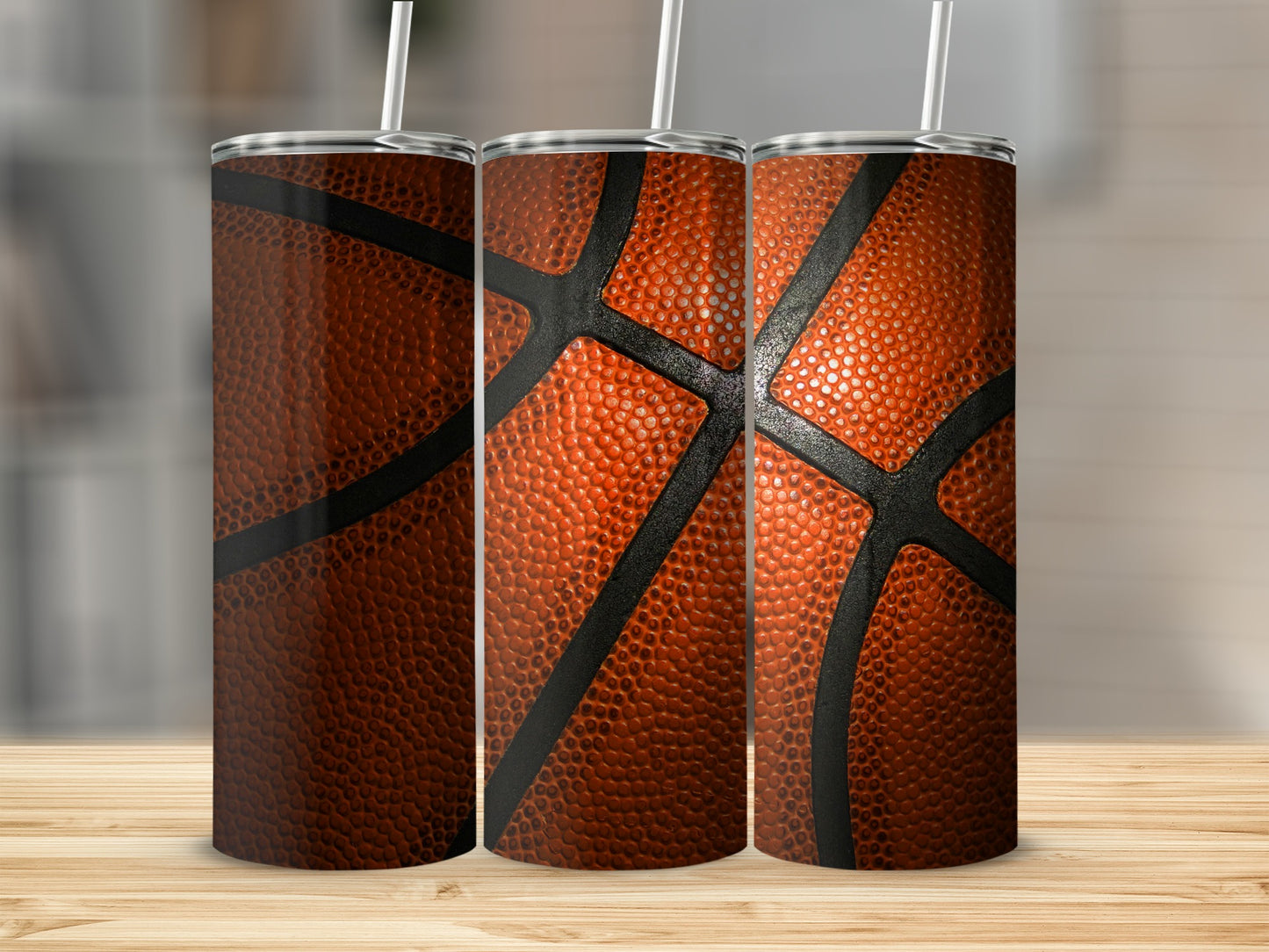Basketball with Black Lines Design Close Up Sports Tumblers