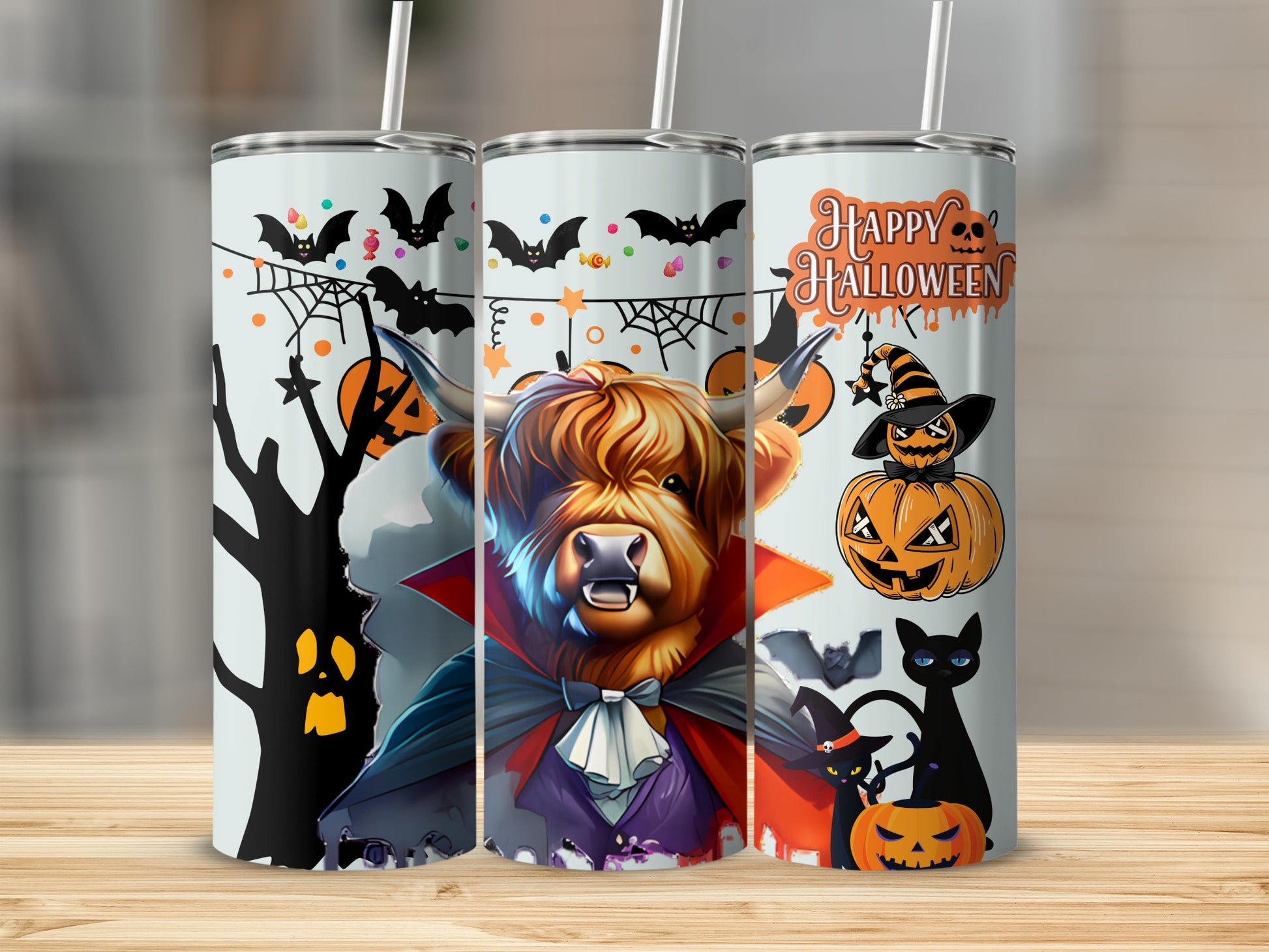 Halloween Themed Cow in Vampire Costume Tumbler