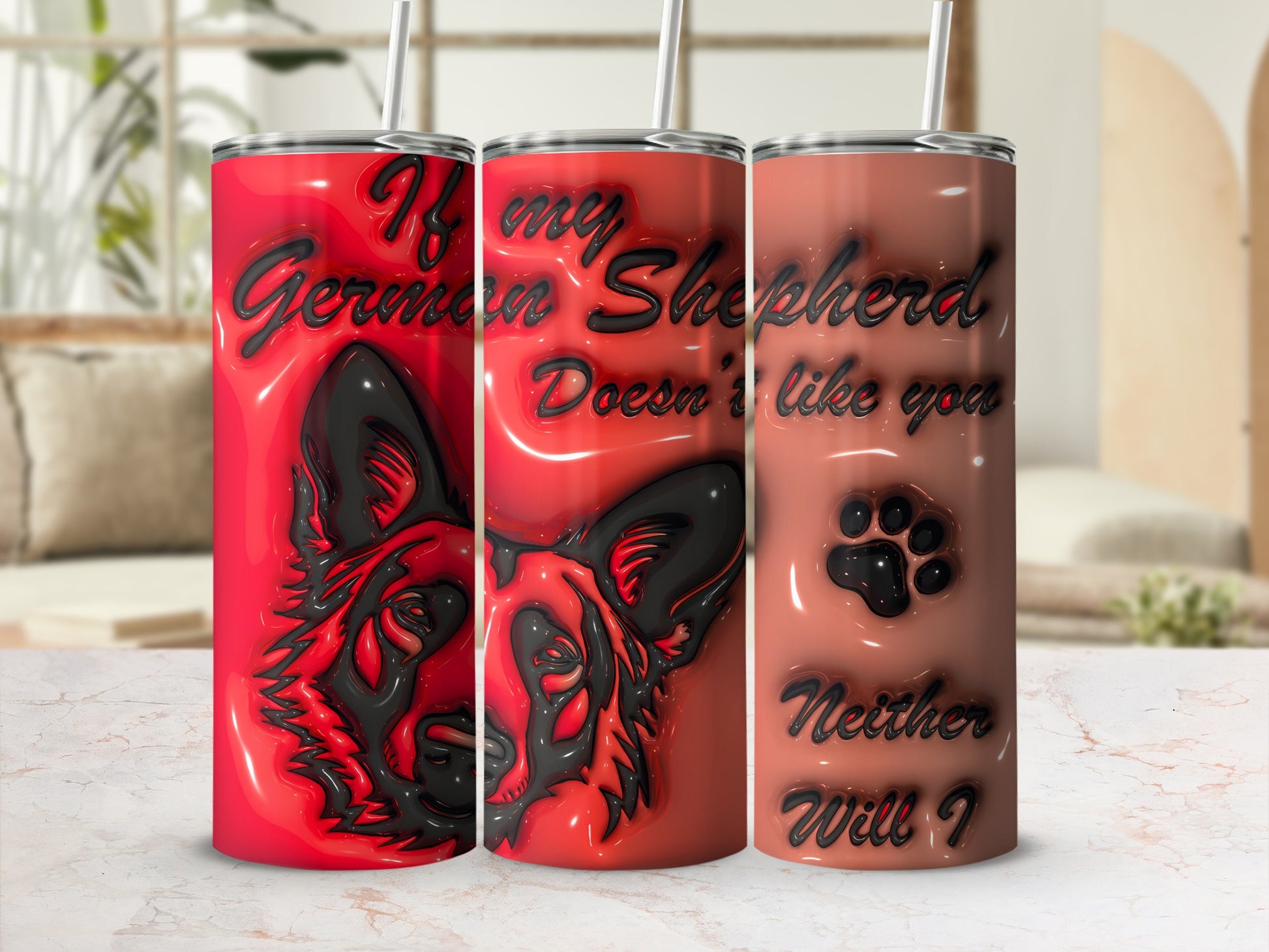 German Shepherd Doesn't Like You Paw Print Tumbler product type