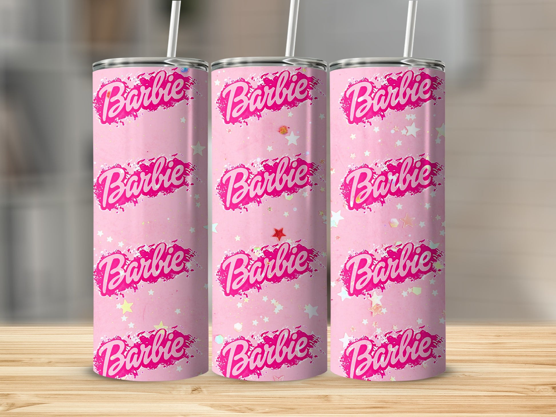 Barbie Pink Starry Design Tumbler Cup 20oz