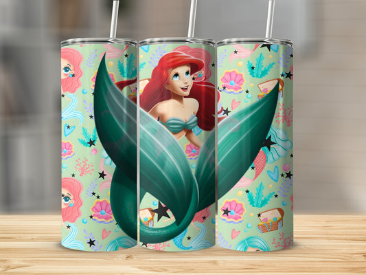 Mermaid and Ocean Theme Tumbler with Straw