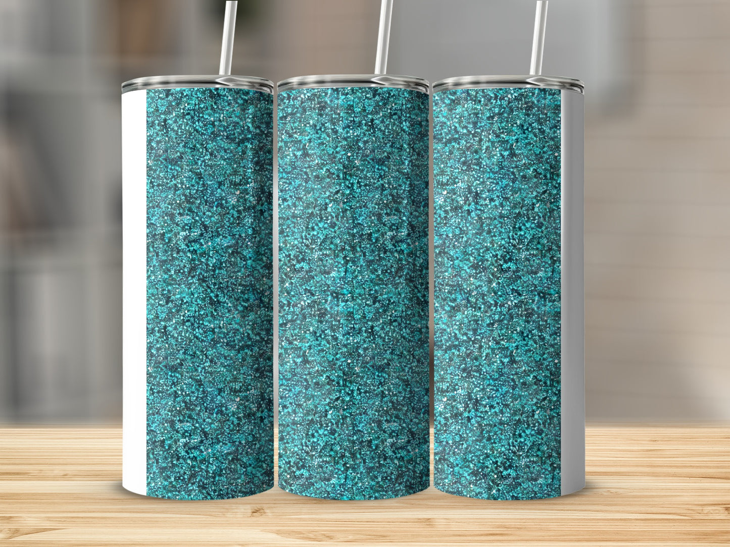 Sparkling Blue Glitter Insulated Tumbler Cup