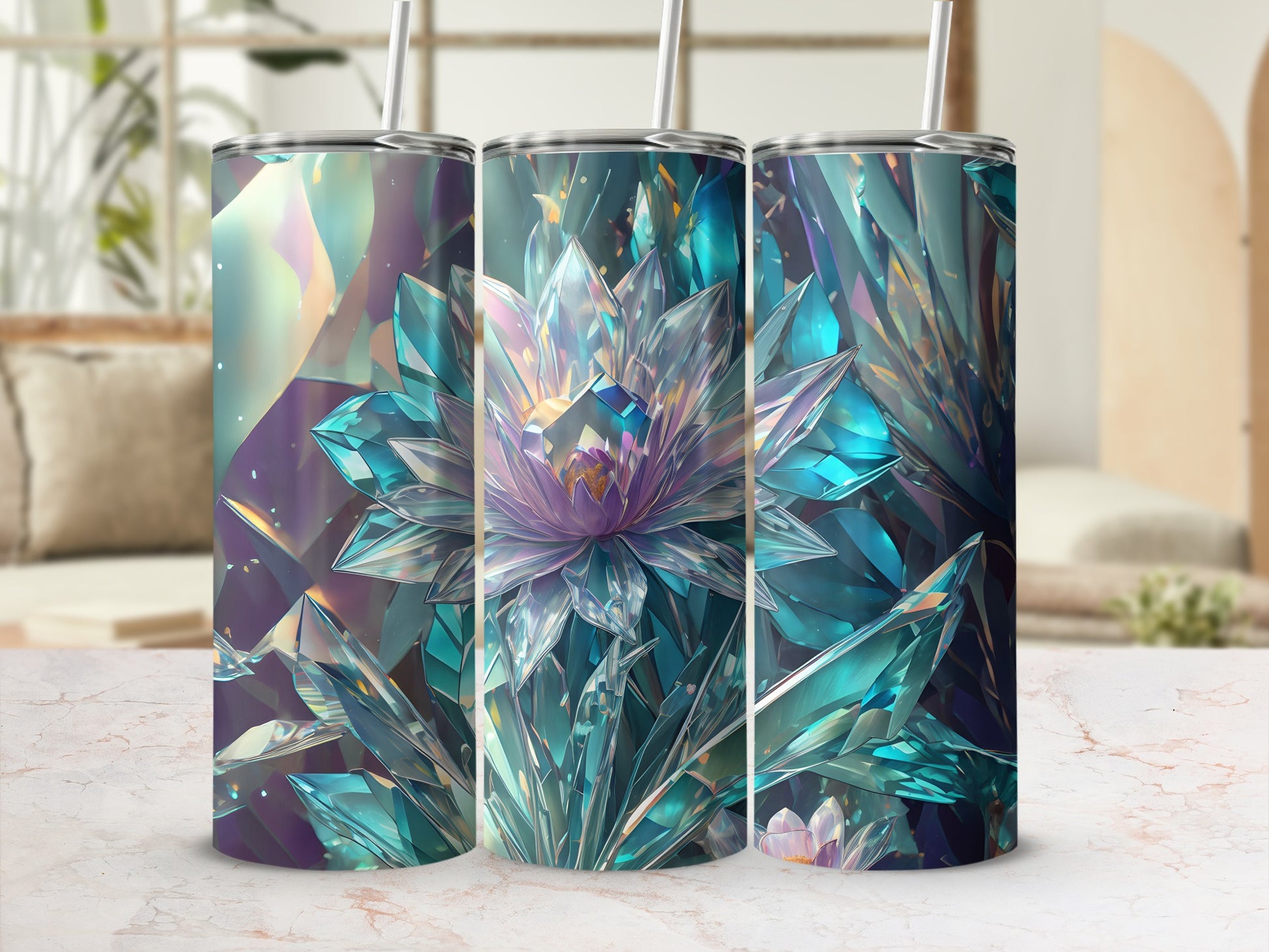 Sparkling Crystal Lotus Bloom Iridescent Flower Product Type