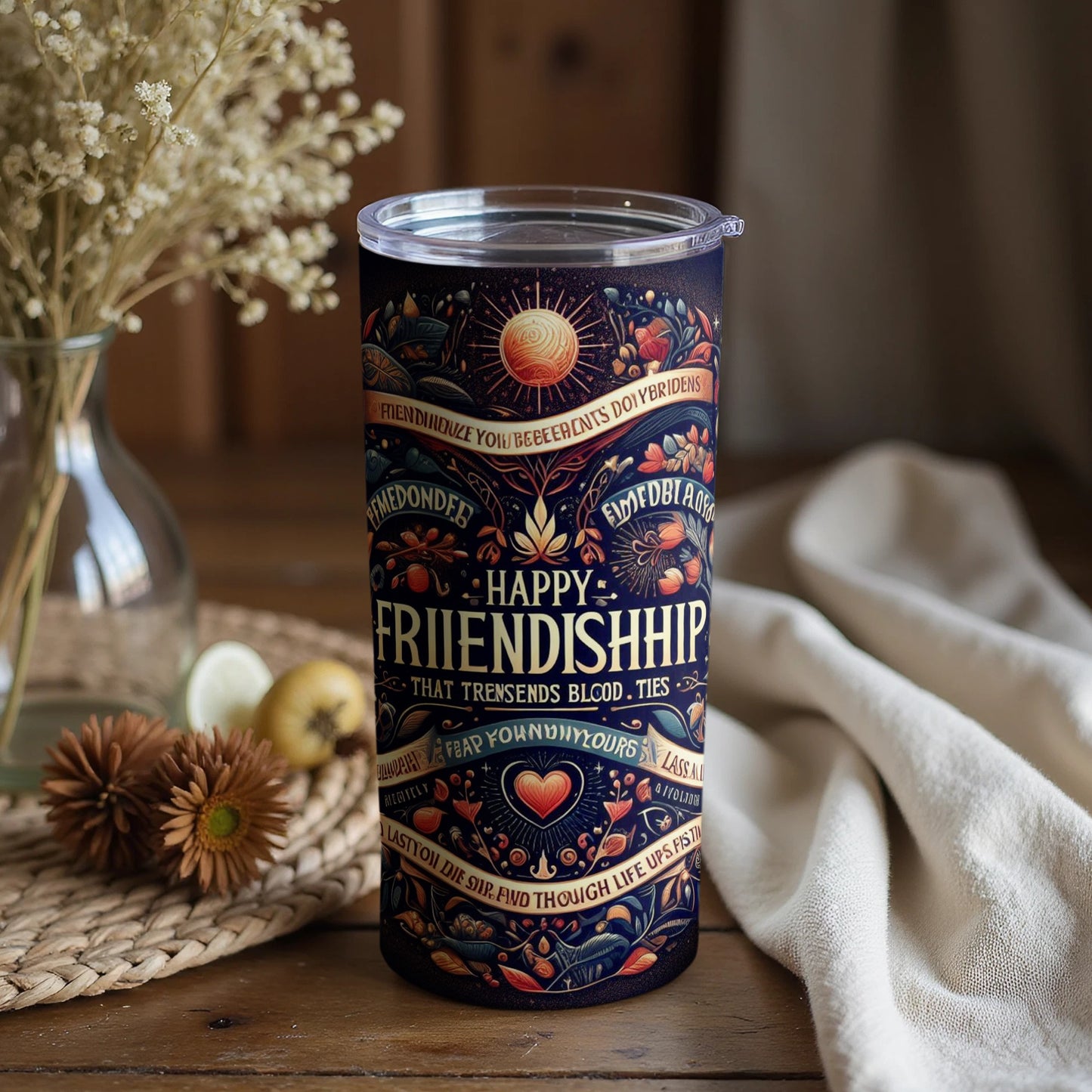 Happy Friendship Tumbler with Inspirational Quotes