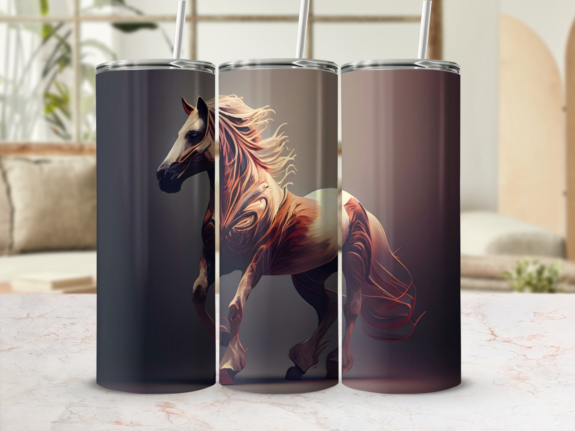 Majestic Horse Design on Tumbler Stainless Steel Flask