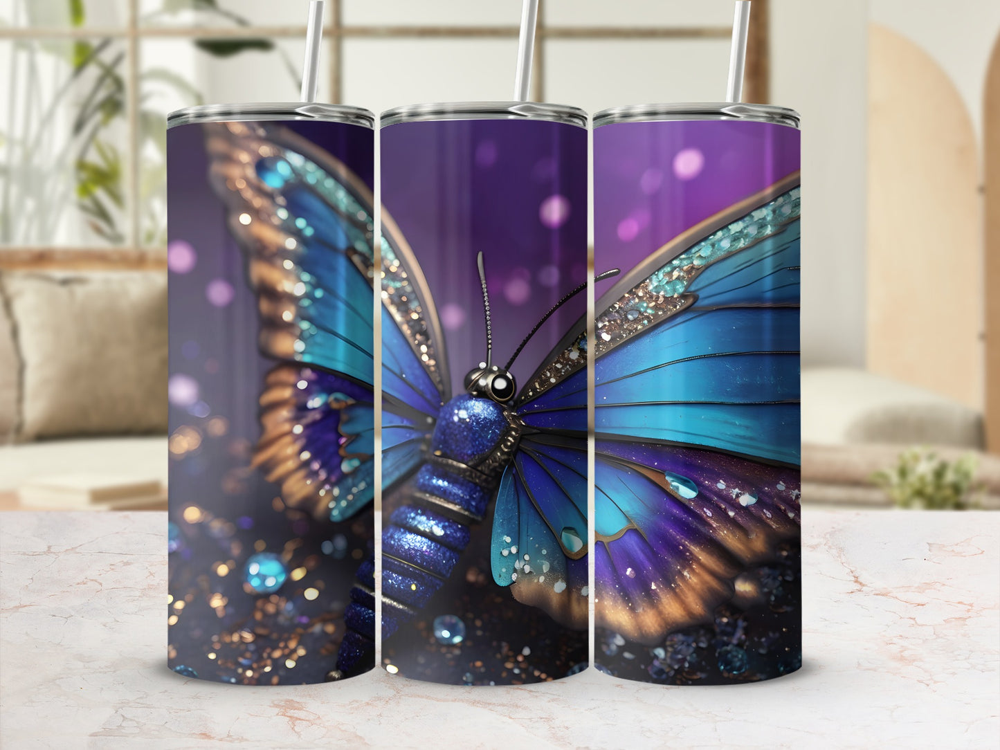 Shimmering Blue Butterfly Glitter Wings Design product type