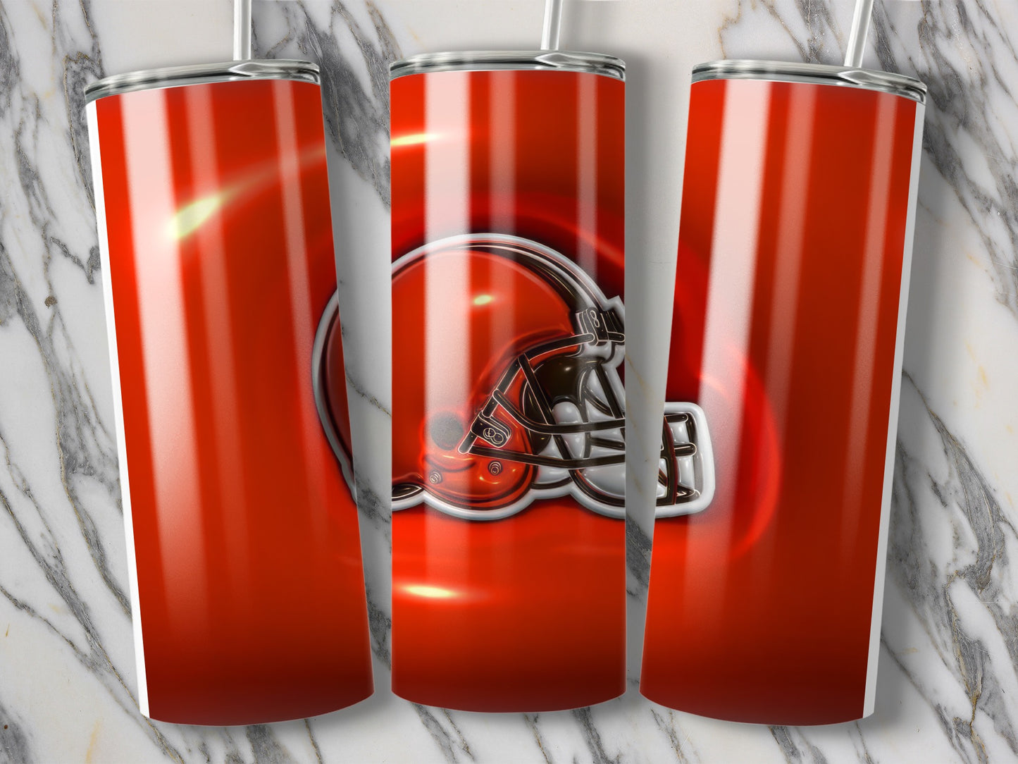Browns Helmet Against Orange Background Cleveland Tumblers