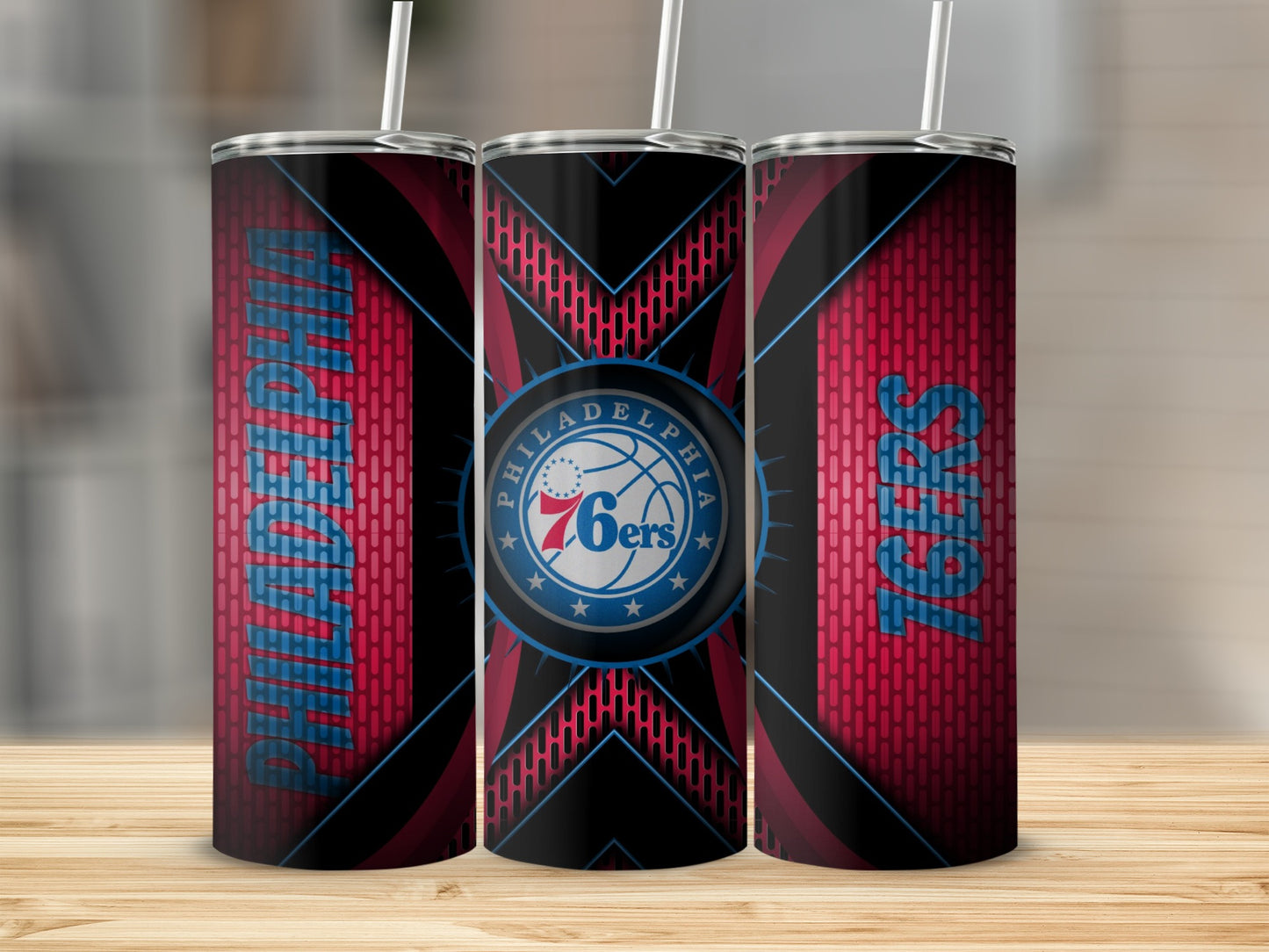 Philadelphia 76ers Team Logo Abstract Pattern Tumblers