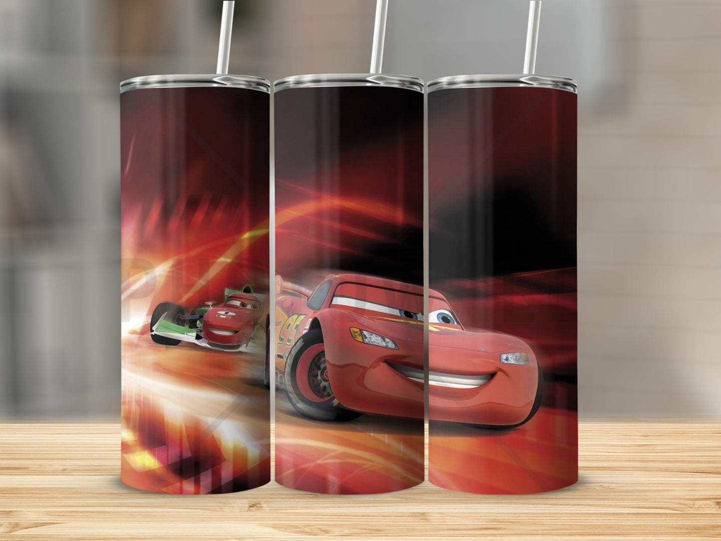 Racing Car Theme Tumbler with Lid and Straw
