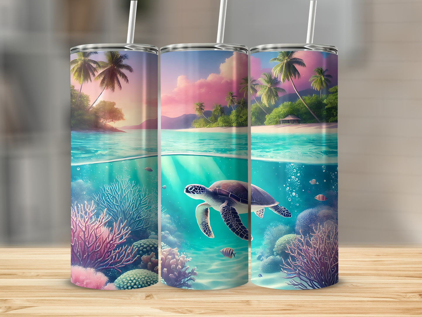 Tropical Beach Sunset Sea Turtle Coral Reef product type