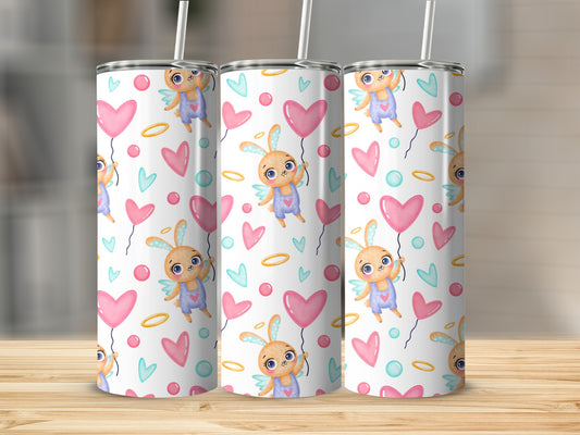 Cute Cartoon Angel and Heart Pattern Tumbler