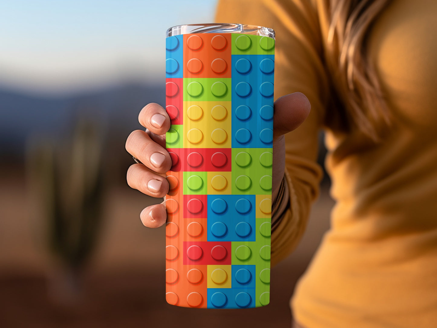 Colorful Building Block Pattern For Kids Construction Tumblers