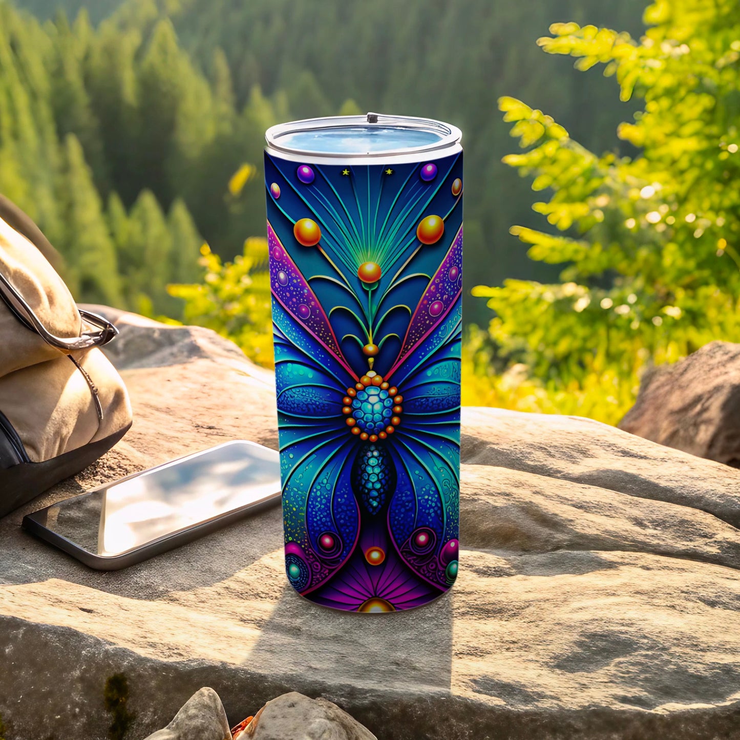 Vibrant Butterfly Design Tumbler for Outdoor Enthusiasts