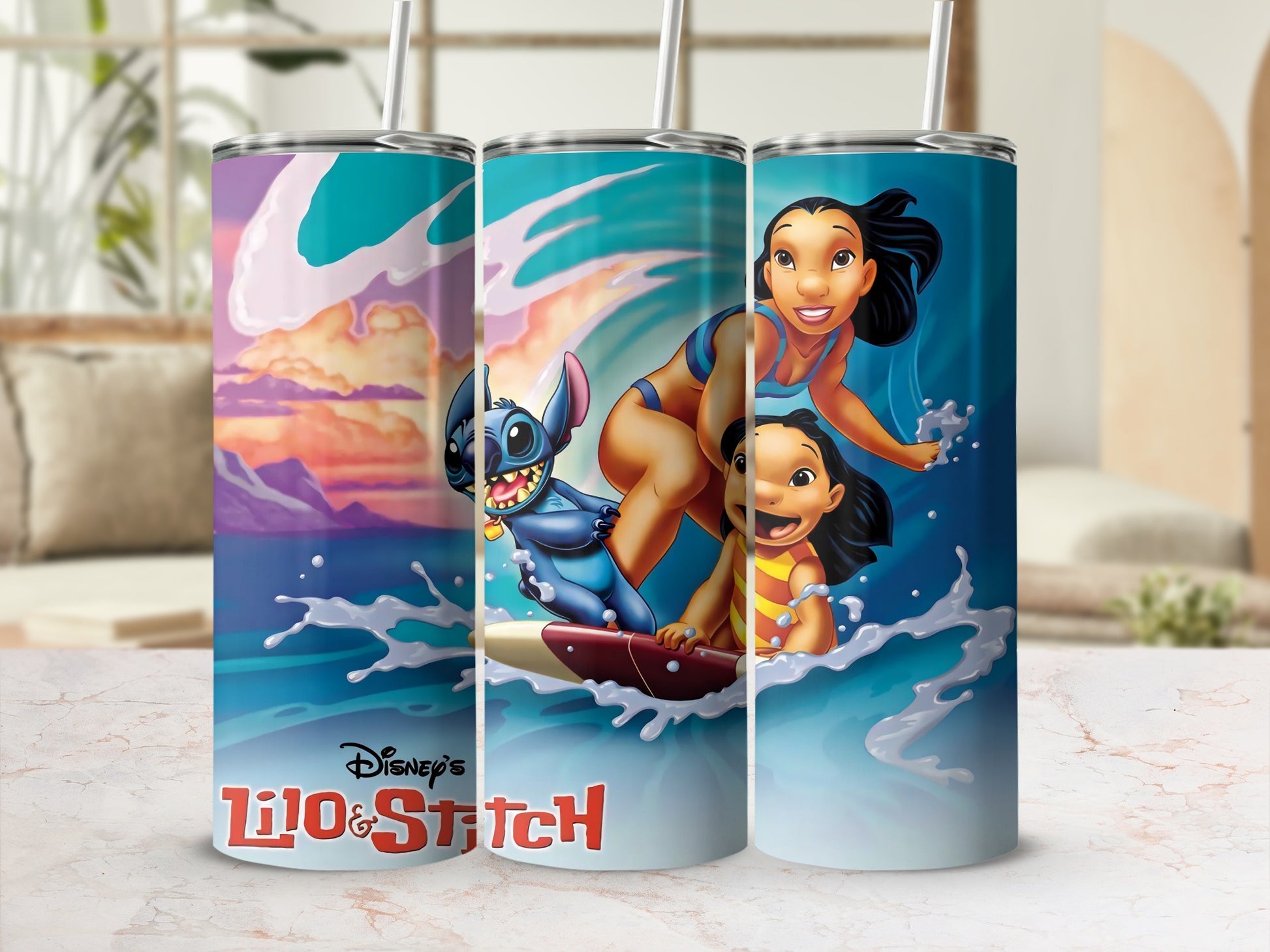 Disney Lilo and Stitch Surfing Tumbler for Fans