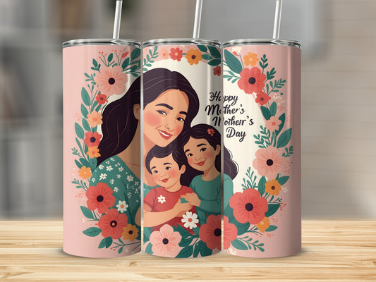 Happy Mother's Day Floral Illustration Tumbler