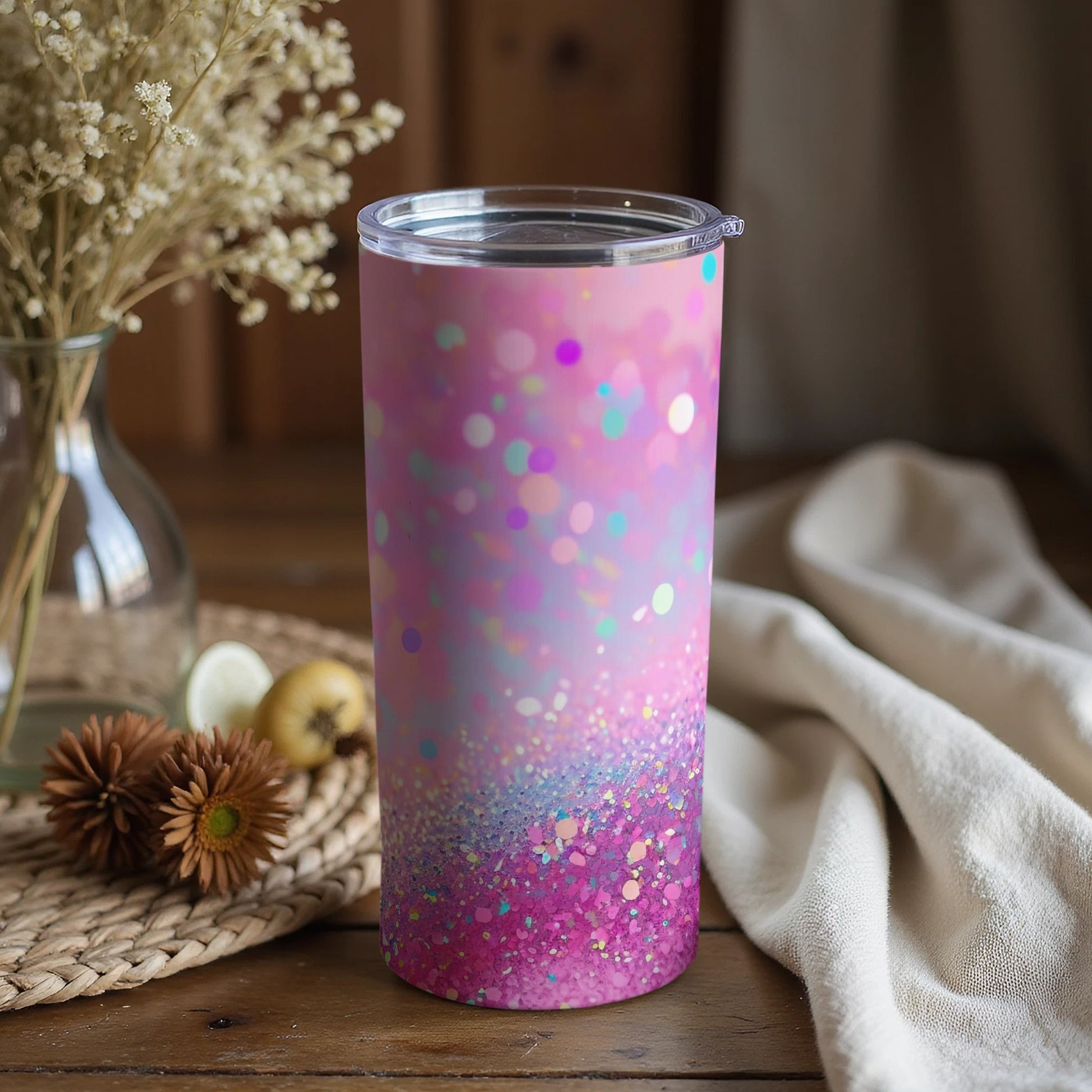 Pink Glitter Ombre Design Insulated Tumbler