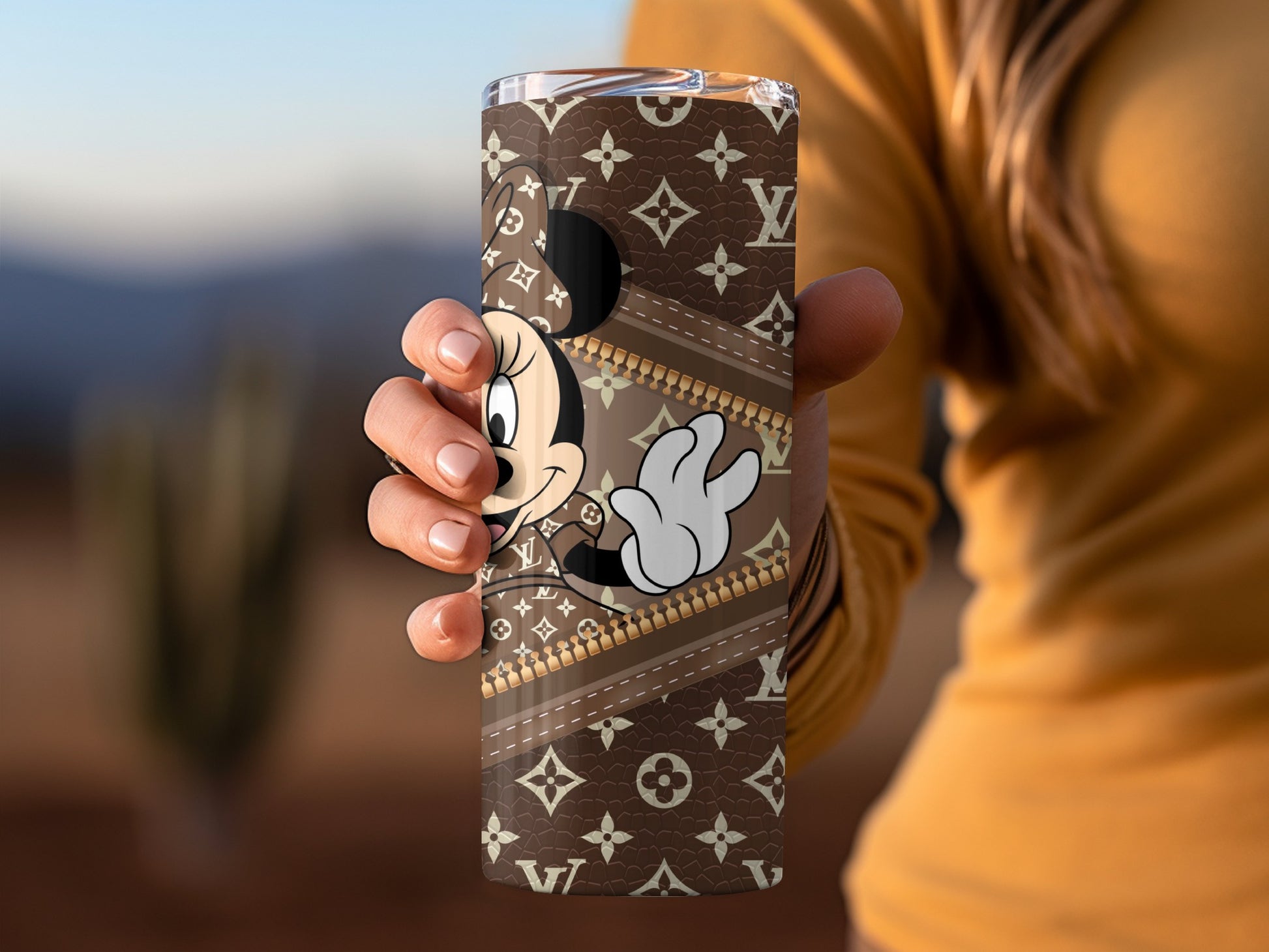 Mickey Mouse Brown Designer Print Tumbler Cup