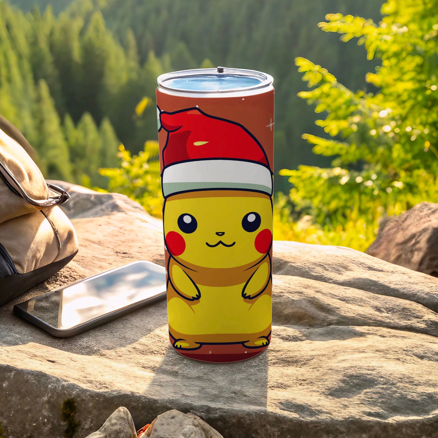 Cute Pikachu in Santa Hat Insulated Drink Tumbler