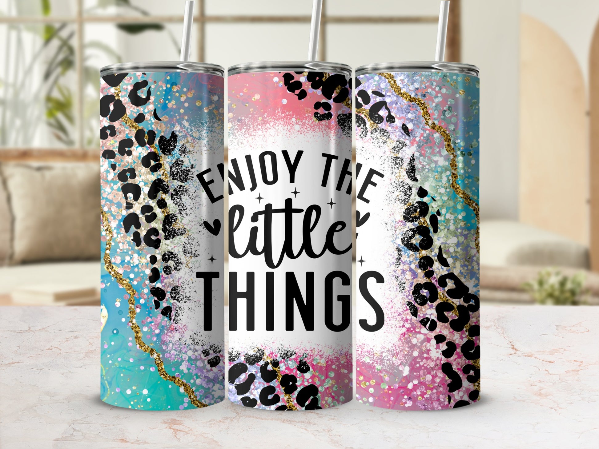 Enjoy The Little Things Leopard Print Tumbler