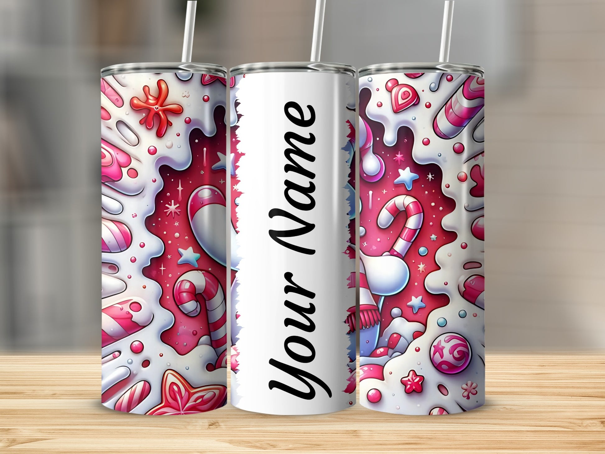 Personalized Candy Cane Themed Tumbler Product