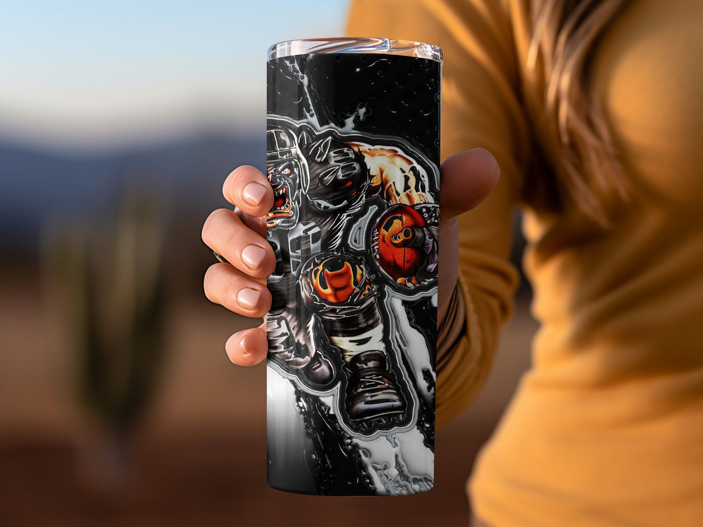 Las Vegas Raiders Zombie Player with Football Tumblers